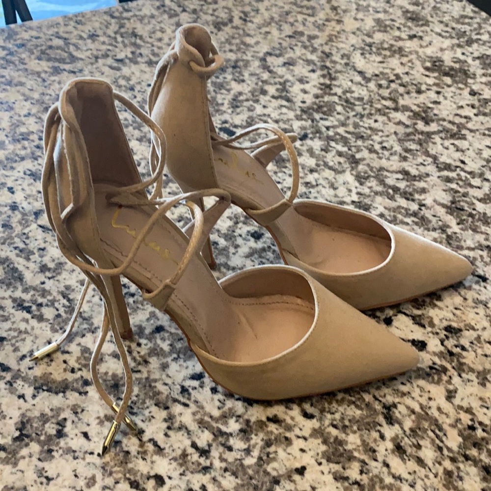 Nude, laced heels